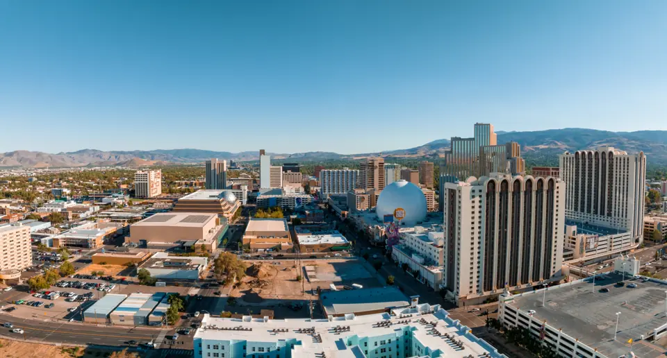 Reno skyline (mountains behind)